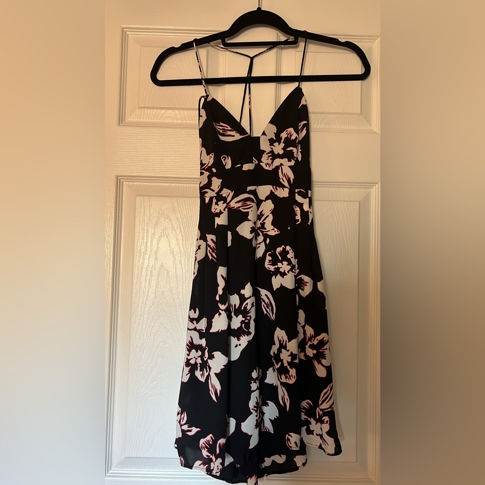 Express Black and Pink Floral Mini Dress